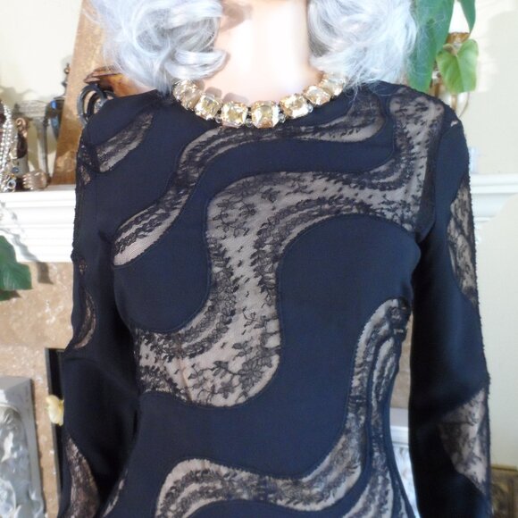 Stella McCartney Black Cocktail Dress w/Lace Inserts Detail Size S - Picture 7 of 16